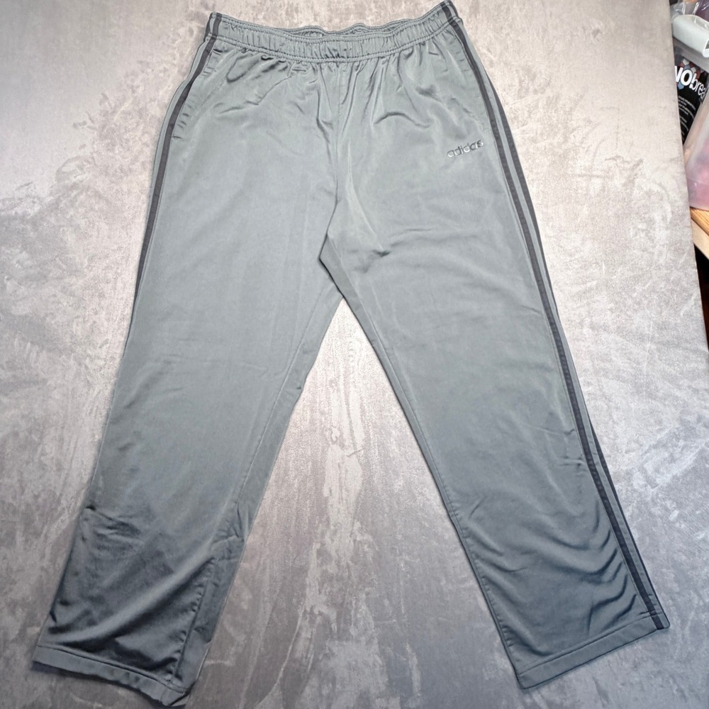 Adidas Track Pants Mens 2XL Grey Primegreen 3-Stripe Elastic Waist‎ Activewear